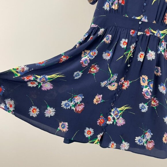 Madewell Silk Floral Button-Front Tie-Sleeve Retro Dress Size 6 - Picture 3 of 7